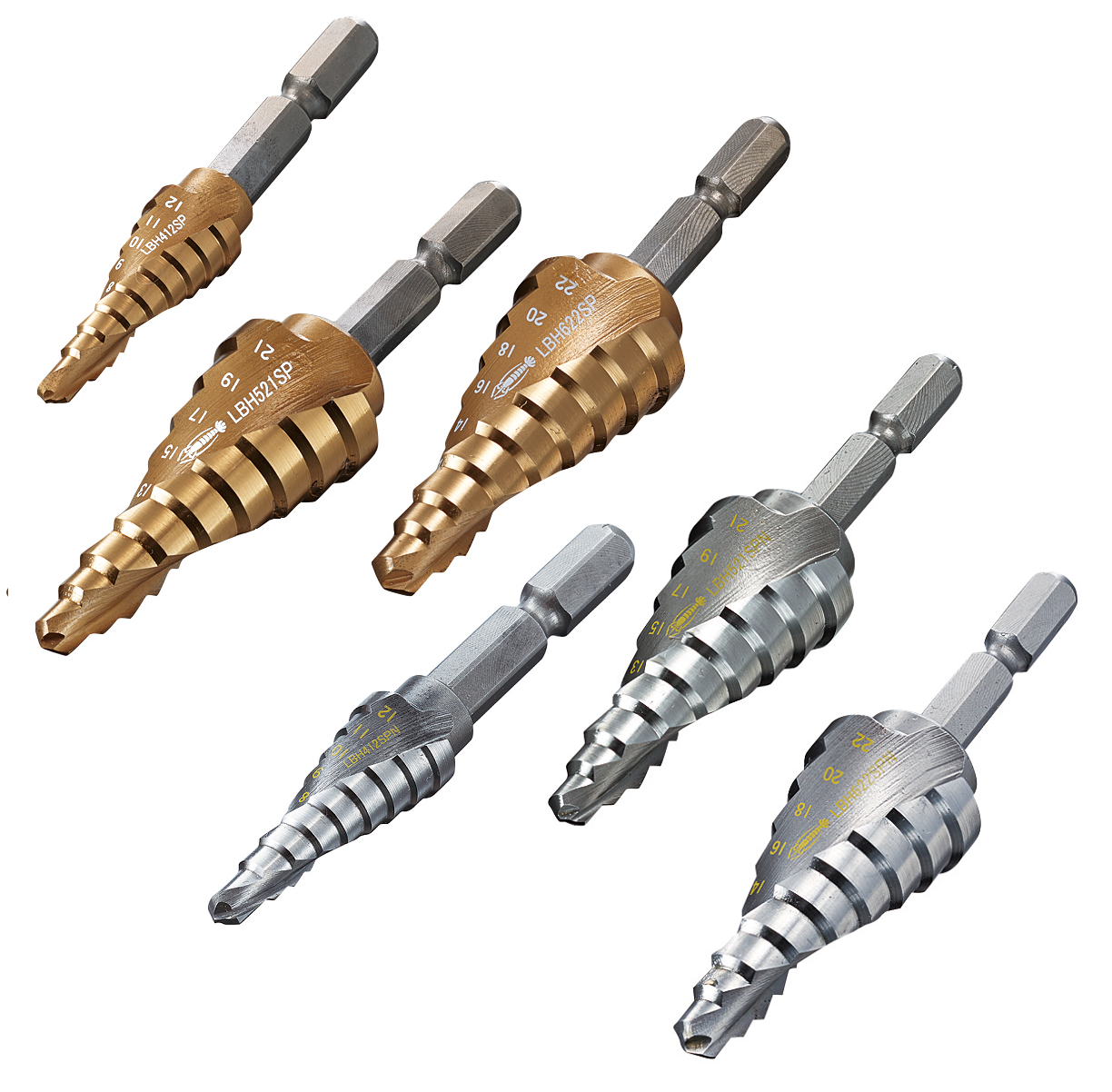 Step drill bit, Spiral stage drill LBHSP(N) (Hexagon shaft)(Non-coated type/TiN-coated type)